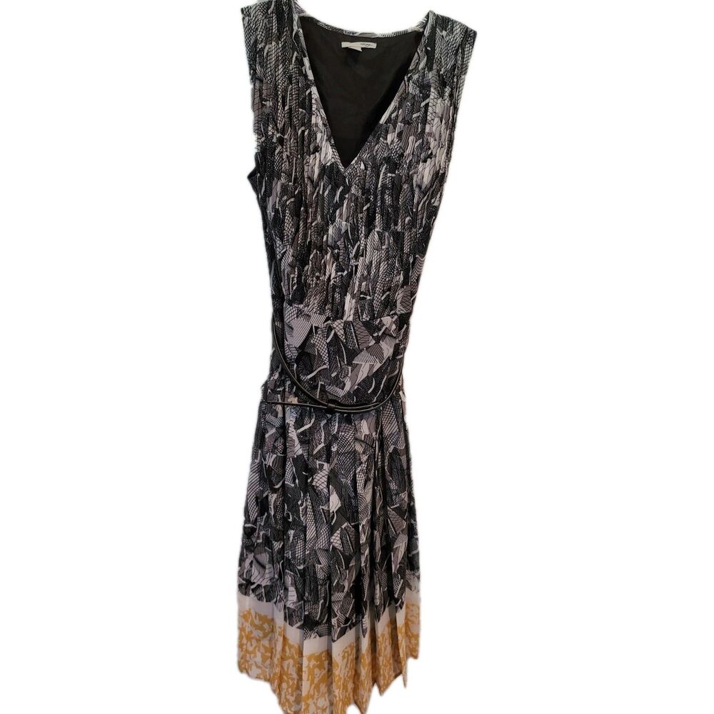 Halogen Dress Womens Size 0 Multicolor Sleeveless, Pleated  Modern Print Career
